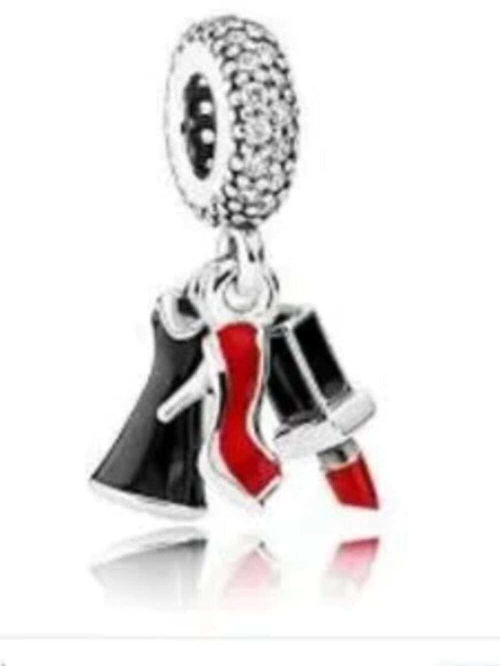 Pandora Dangle Stiletto Dress Lipstick Clear CZ & Enamel